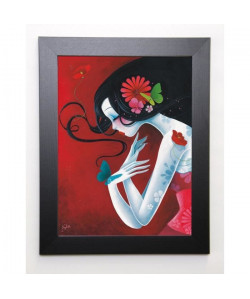 SYBILE Image encadrée Un coeur de papillon 37x47 cm Rouge