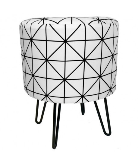 Pouf rond Graphic Ř30 H38 cm noir et blanc