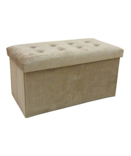 SISSY Banc coffre de rangement pliable 72x38x38 cm velours beige