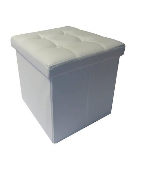 Pouf coffre de rangement pliable PVC 38x38cm BLANC