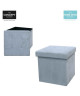 Pouf coffre de rangement pliable 37,5x37,5x37,5 cm  suédine Bleu