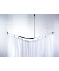 Barre de douche coulissantes  crochets  90 x 90cm  Aluminium Poli