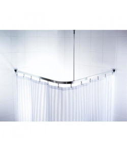 Barre de douche d\'angle coulissantes  crochets  90 x 90 x 90cm  Aluminium Poli