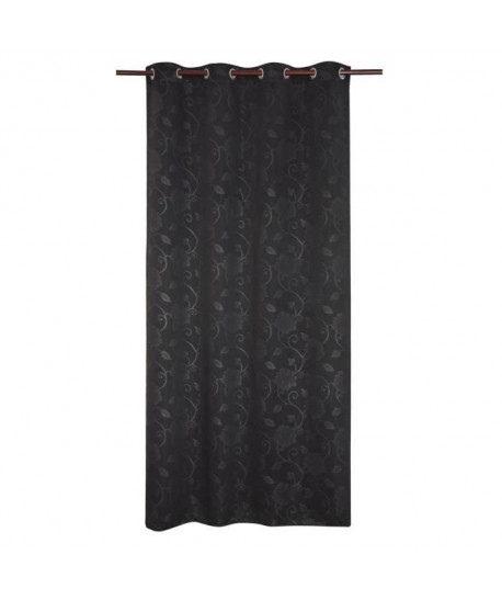 Rideau occultant fleurs scandinave 140x260 cm noir