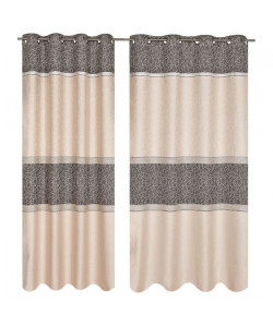 Double rideau Jacquard 140x260cm Gris