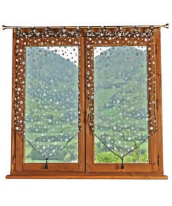 Vitrages 2 rideaux a Pois 60x90cm Noir