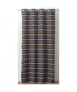 Rideau jacquard a rayures horizontales Ethnique 130x260 cm noir