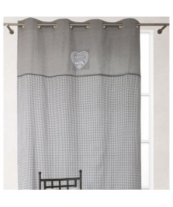 SOLEIL D\'OCRE Rideau Chambres d\'Hôtes 100% coton 140x240 cm gris et blanc