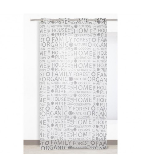 Voilage a 8 oeillets Organic 140x240 cm blanc et gris foncé