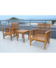Salon de jardin 2 places  1 table et 2 fauteuils  En bois d\'acacia  45x45x45cm