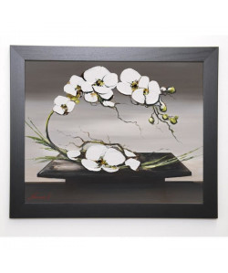 TRAMONI OLIVIER Image encadrée Bonheur d\'orchide?es blanches I  47x57 cm  Beige