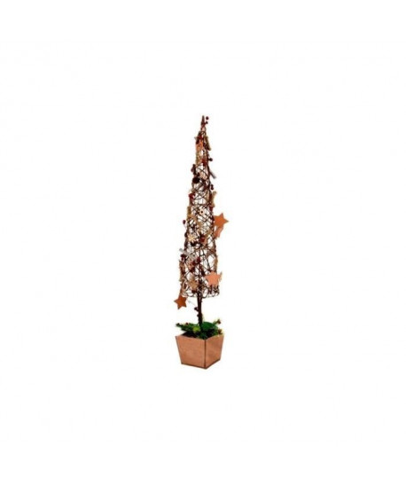 Sapin de Noël artificiel lumineux Beige en bois 13x90 cm