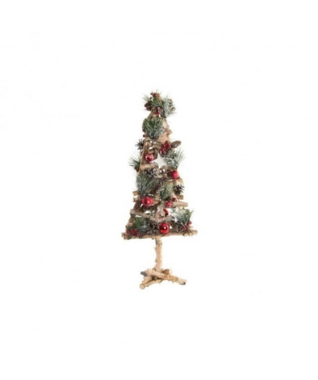 Sapin de Noël artificiel avec Boules en bois 26x70 cm