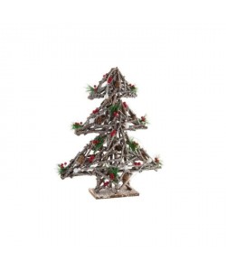 Sapin de Noël artificiel lumineux en bois 40x12x52 cm