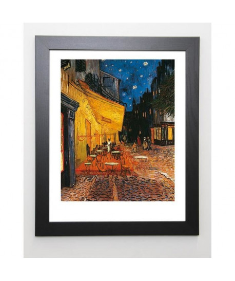 VAN GOGH Image encadrée Terrasse de Café  47x57 cm  Jaune