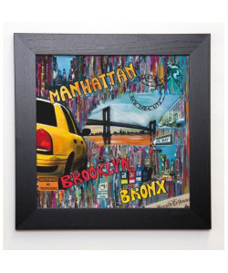 WOZNIAK SOPHIE Image encadrée Manhattan Brooklyn 37x37 cm Multicolore