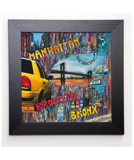 WOZNIAK SOPHIE Image encadrée Manhattan Brooklyn 37x37 cm Multicolore