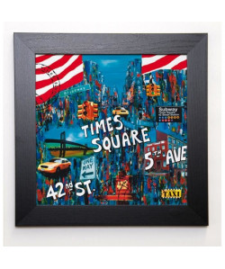 WOZNIAK SOPHIE Image encadrée Times Square 5th avenue 37x37 cm Bleu