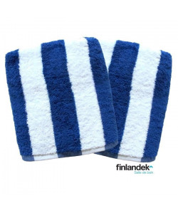 FINLANDEK Lot de 2 serviettes de toilette 50x100 cm rayées bleu