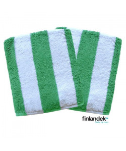 FINLANDEK Lot de 2 serviettes de toilette 50x100 cm rayées vert