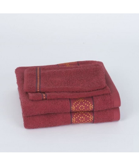 JULES CLARYSSE Lot de 2 serviettes  2 gants de toilette ORIENTAL  Rouge