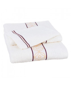 JULES CLARYSSE Lot de 1 serviette  1 drap de bain  1 gant de toilette ORIENTAL  Ivoire