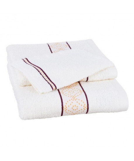 JULES CLARYSSE Lot de 1 serviette  1 drap de bain  1 gant de toilette ORIENTAL  Ivoire