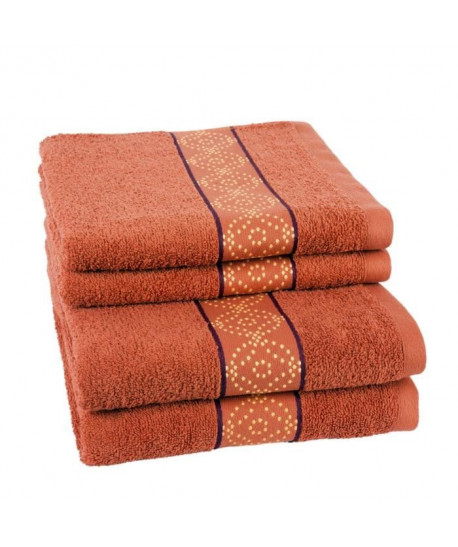 JULES CLARYSSE Lot de 2 draps de bain  2 serviettes de toilette ORIENTAL  Orange