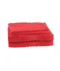 JULES CLARYSSE Lot de 2 serviettes  2 gants de toilette ROYALE  Rouge