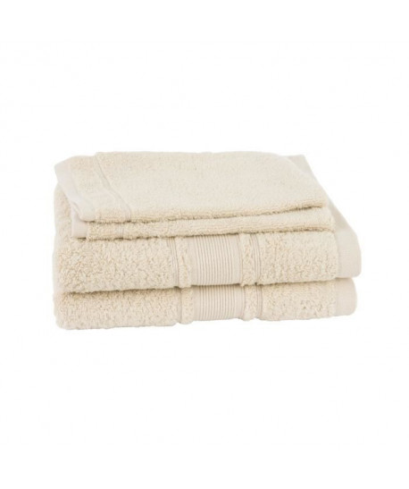 JULES CLARYSSE Lot de 2 serviettes  2 gants de toilette ROYALE  Beige