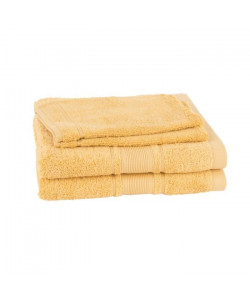 JULES CLARYSSE Lot de 2 serviettes  2 gants de toilette ROYALE  Jaune