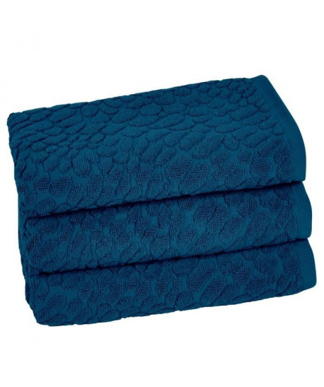 VENT DU SUD Lot de 3 serviettes THALIA  50x90 cm  Bleu cobalt