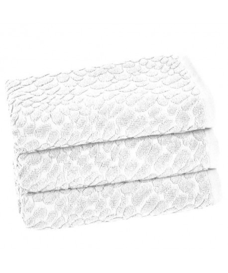 VENT DU SUD Lot de 3 serviettes THALIA  50x90 cm  Blanc neige