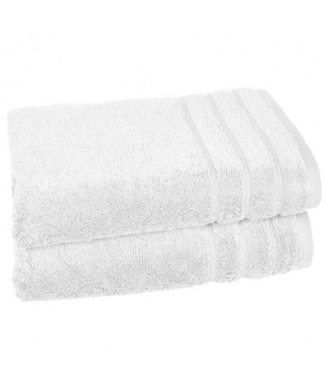 VENT DU SUD Lot de 2 draps de douche CALLISTO  70x130 cm  Blanc neige