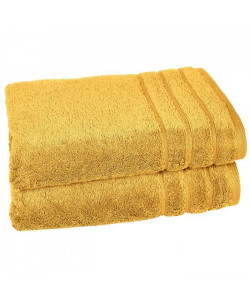 VENT DU SUD Lot de 2 draps de douche CALLISTO  70x130 cm  Jaune curry