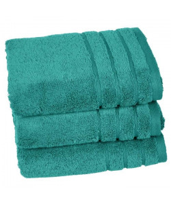 VENT DU SUD Lot de 3 serviettes CALLISTO  50x90 cm  Vert emeraude