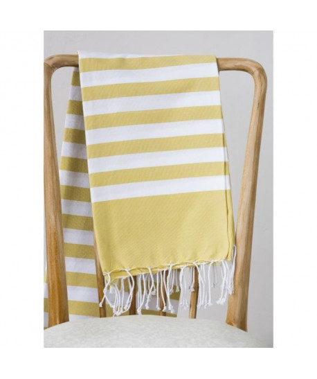 Fouta 100% coton Rayure C 100x200 cm moutarde