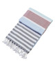 DONE Fouta de plage Hammam Casablanca  100% coton  90x160 cm  Rose et bleu gris