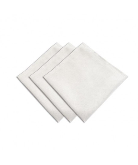 SUCRE D\'OCRE Lot de 3 serviettes de table BELLA 45x45 cm  Blanc