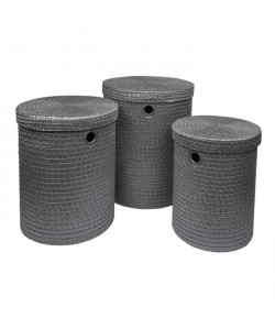 Lot de 3 paniers a linge 18x29x45 cm Anthracite