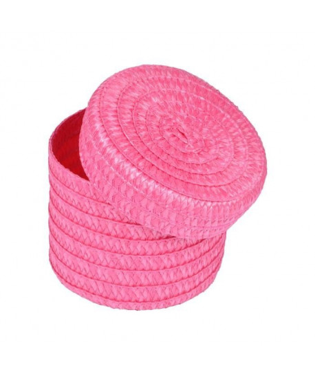 Lot de 3 boîtes tressées 10x15x18 cm Fuchsia