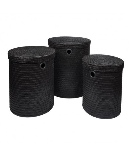 Lot de 3 paniers a linge 18x29x45 cm Noir