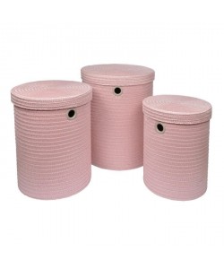 Lot de 3 paniers a linge 18x29x45 cm Rose