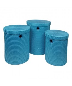 Lot de 3 paniers a linge 18x29x45 cm Bleu