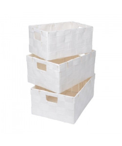 HOMEA Set de 3 paniers de rangement en papier L202426cm blanc