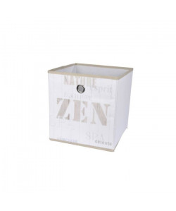 HOMEA Panier de rangement Zen Wood 12x12x12 cm blanc et beige