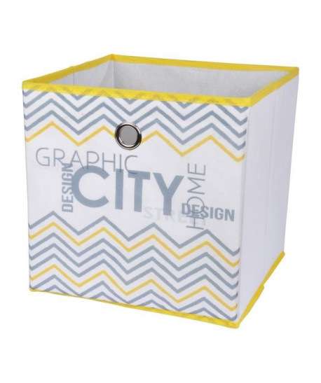 HOMEA Panier de rangement Geometrik 31x29x31 cm blanc et jaune