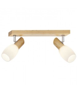 BRILLIANT Plafonnier barre a 2 lumieres Fort hauteur 13 cm E14 30W bouleau et blanc