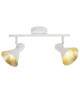 BRILLIANT Plafonnier barre a 2 lumieres Aztekas hauteur 18 cm E14 28W blanc et or