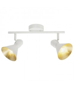 BRILLIANT Plafonnier barre a 2 lumieres Aztekas hauteur 18 cm E14 28W blanc et or